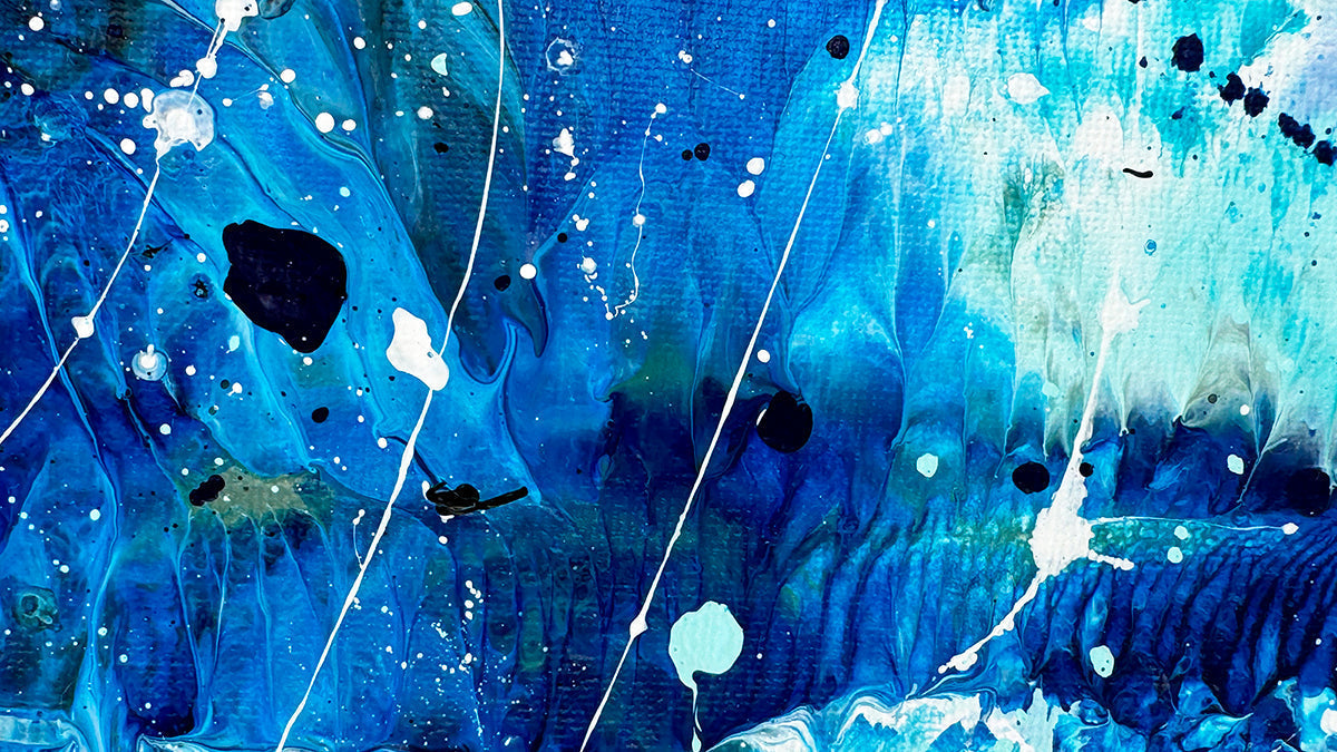 Closeup Of 'Azure Waters I' Original Abstract Painting by Bridget Bradley
