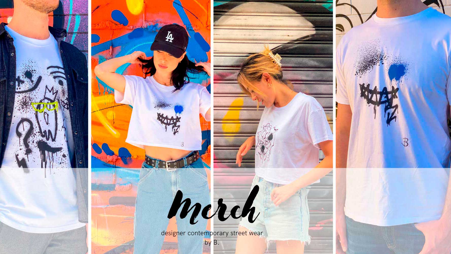 Image of B. Streetwear tees.  Designer Streetwear Prints designed By Bridget Bradley, Abstract Artist & Designer.