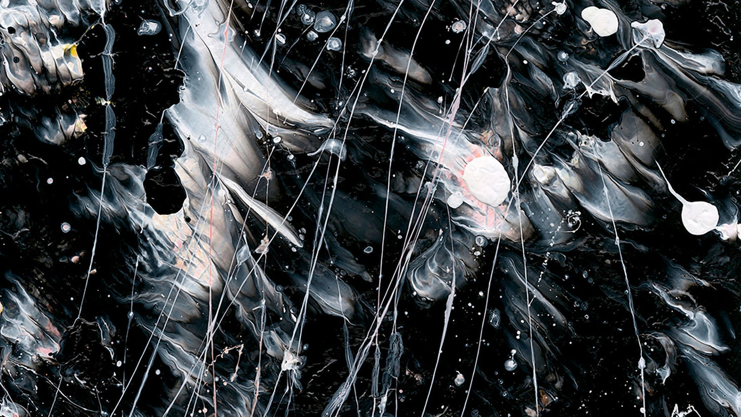 Snapshot of 'Butterfly 10' Original Abstract Painting on Paper by Bridget Bradley, in black, white and blush pinks. Exhibited at the 'Beauty in Abstract' Brouhaha, Art Exhibition