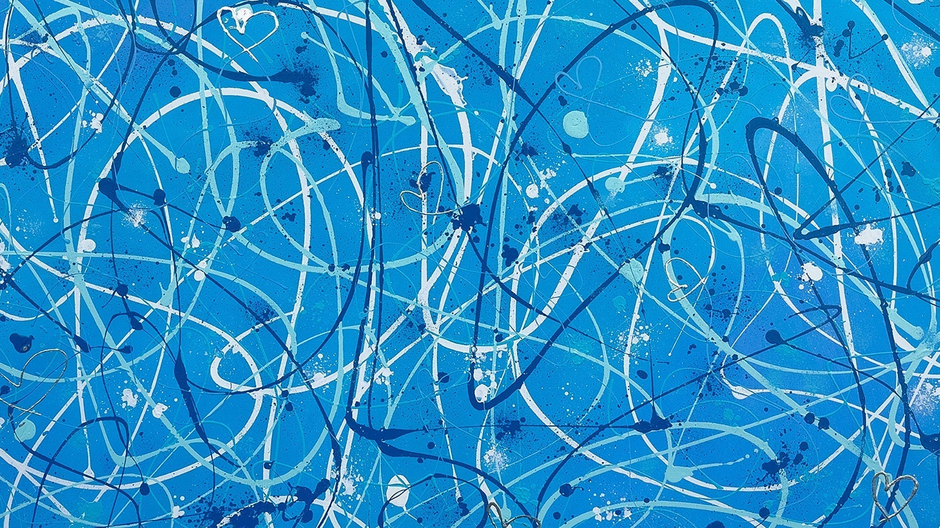 'Something Blue' a sanpshot of this large abstract expressionism original painting on canvas by Bridget Bradley. Exhibiting at' Love Story' art exhibition Melbourne Australia May 2025