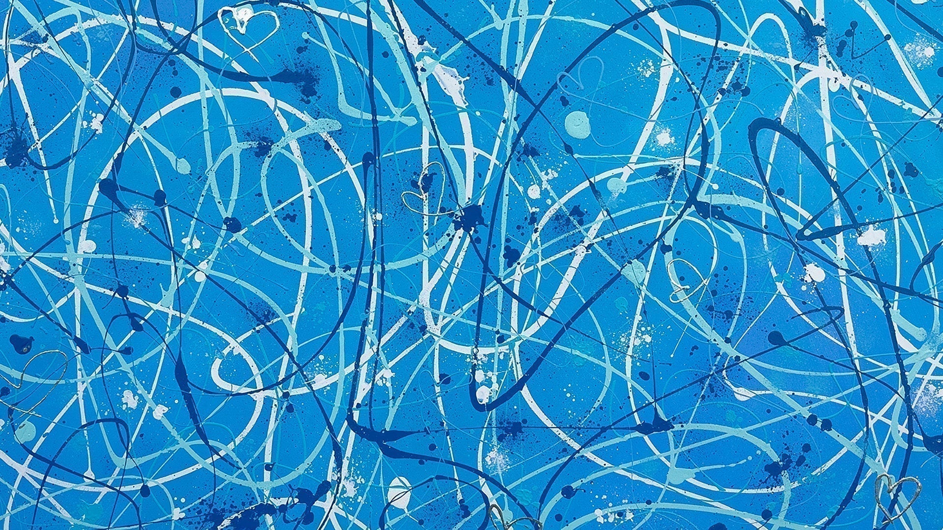 'Something Blue' a sanpshot of this large abstract expressionism original painting on canvas by Bridget Bradley. Exhibiting at' Love Story' art exhibition Melbourne Australia May 2025