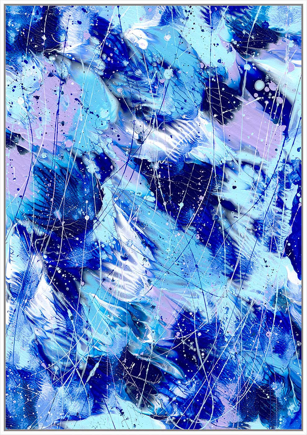 'Butterfly 4' Fine Art Canvas Print Framed in White Custom Made Frame In Australia. Print is after the original abstract painting By Bridget Bradley, Abstract Artist