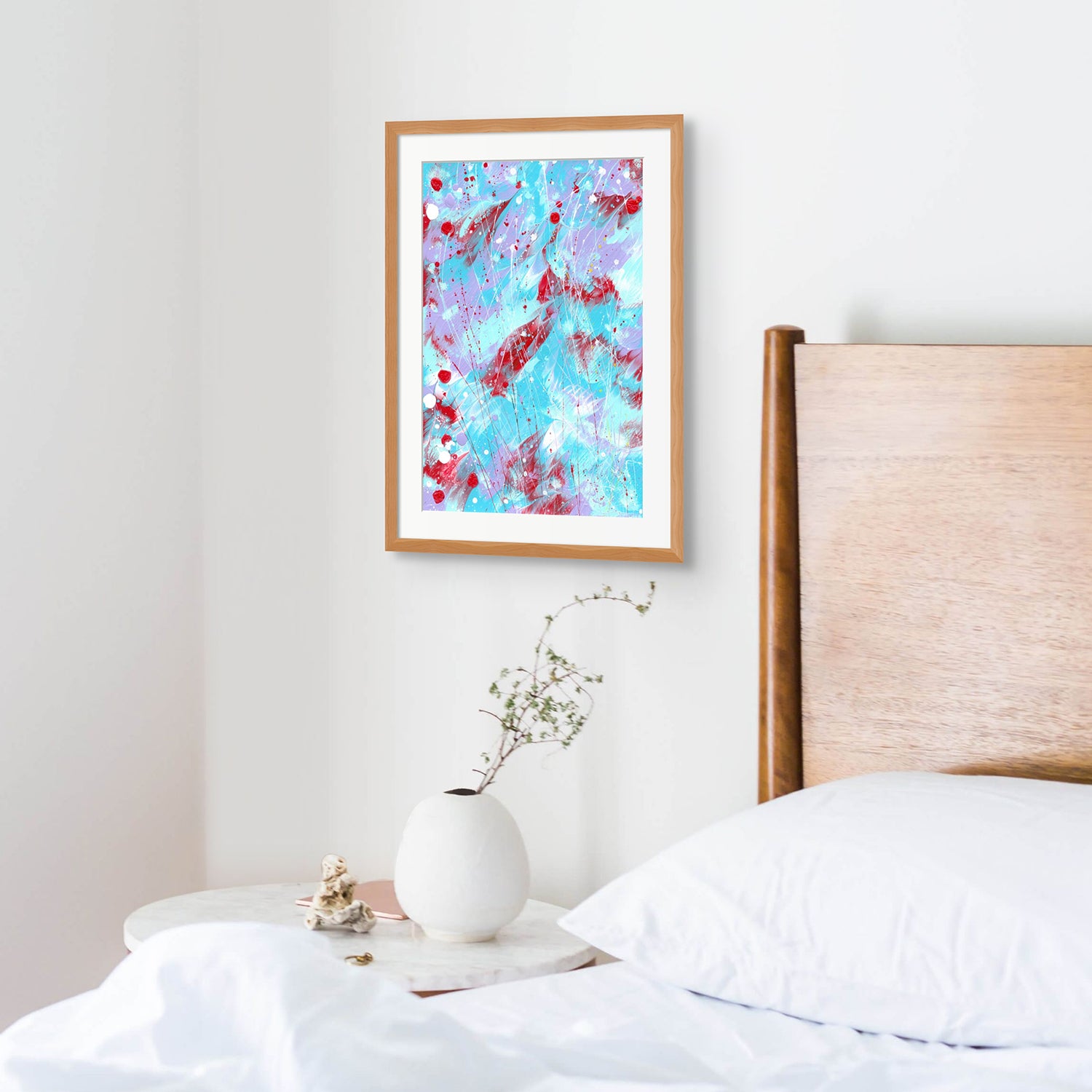 'Butterfly 5' Butterfly Series original Abstract painting on paper by Bridget Bradley. Seen framed in oak and hanging in bedroom. Sold Unframed for ease of shipping.