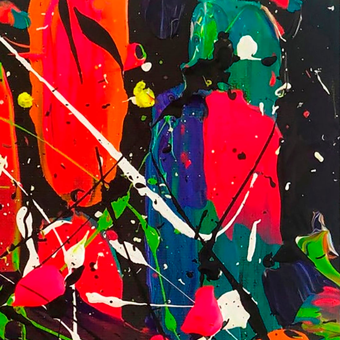 'City Nights' Original Abstract Painting Layers Closeup. Artwork hand-painted by contemporary abstract artist Bridget Bradley.