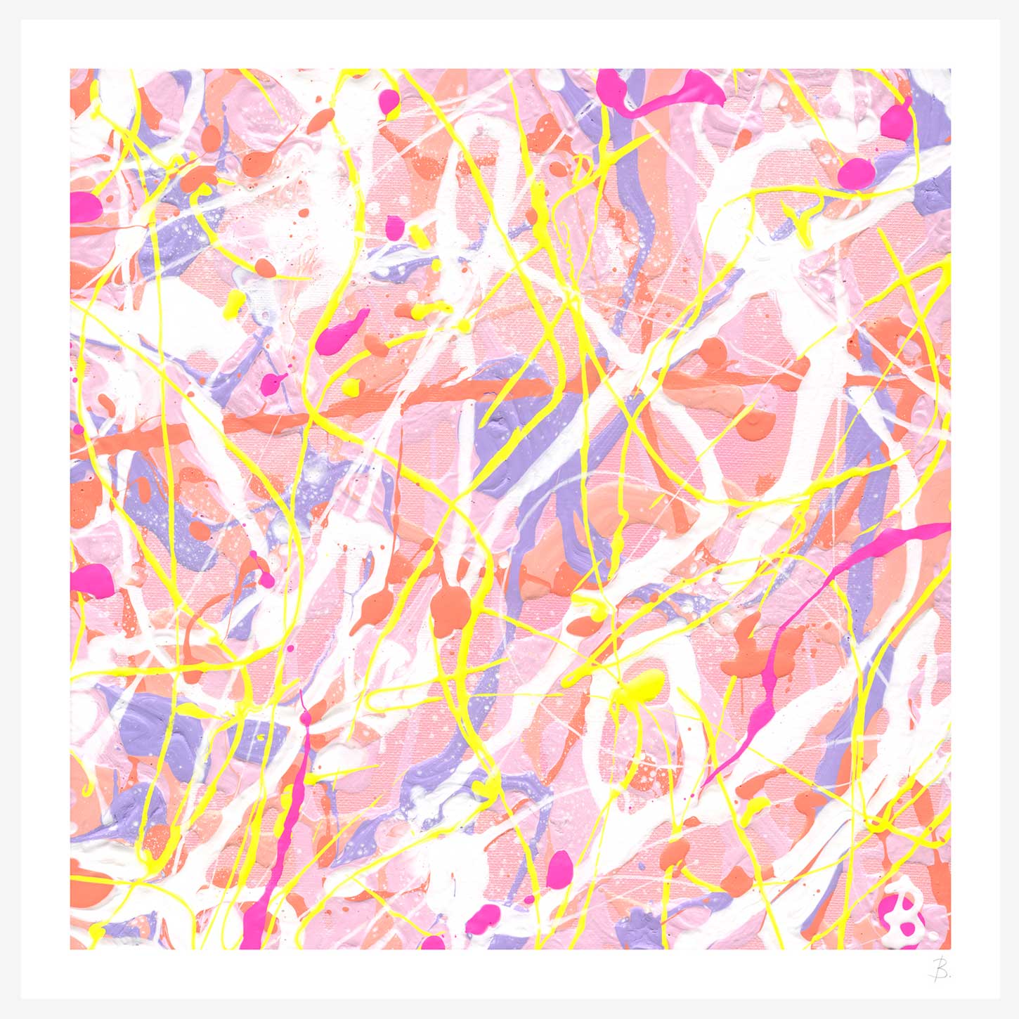 Cupcake II Fine Art Paper Print with white border seen framed in white shadow box frame. After the original abstract painting by Bridget Bradley.