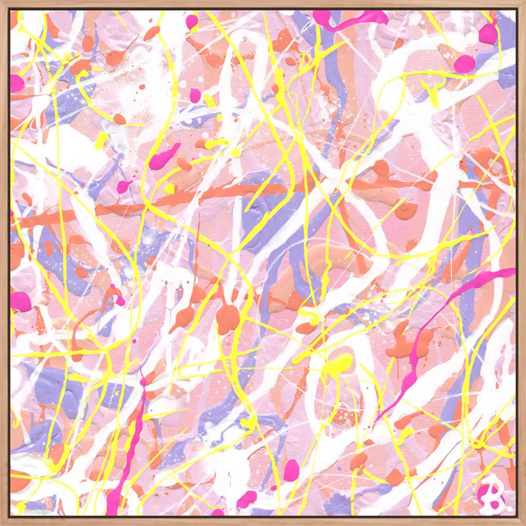 'Cupcake II' Original abstract painting on canvas by Bridget Bradley, seen if an external oak frame were added.