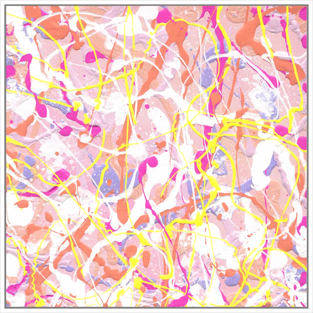 'Cupcake III' Fine Art Print on Canvas White Wooden Float Frame. After the original painting by Bridget Bradley, Abstract expressionist Artist. Available up to large prints.