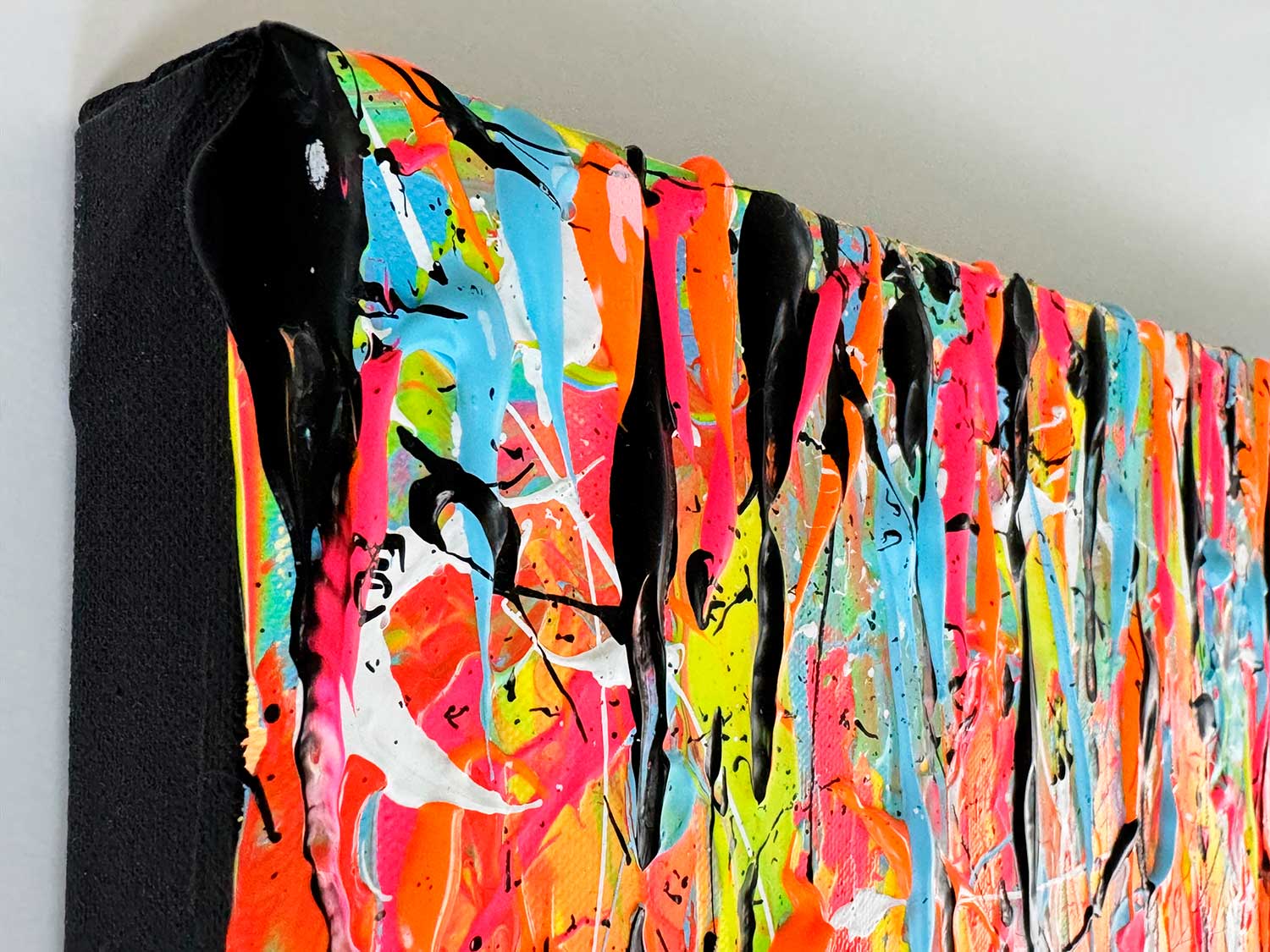 'DRIPS I' Original Abstract Expressionism Painting on Canvas by Bridget Bradley, Painted in bold colours, heavy layering and textures. Discover now