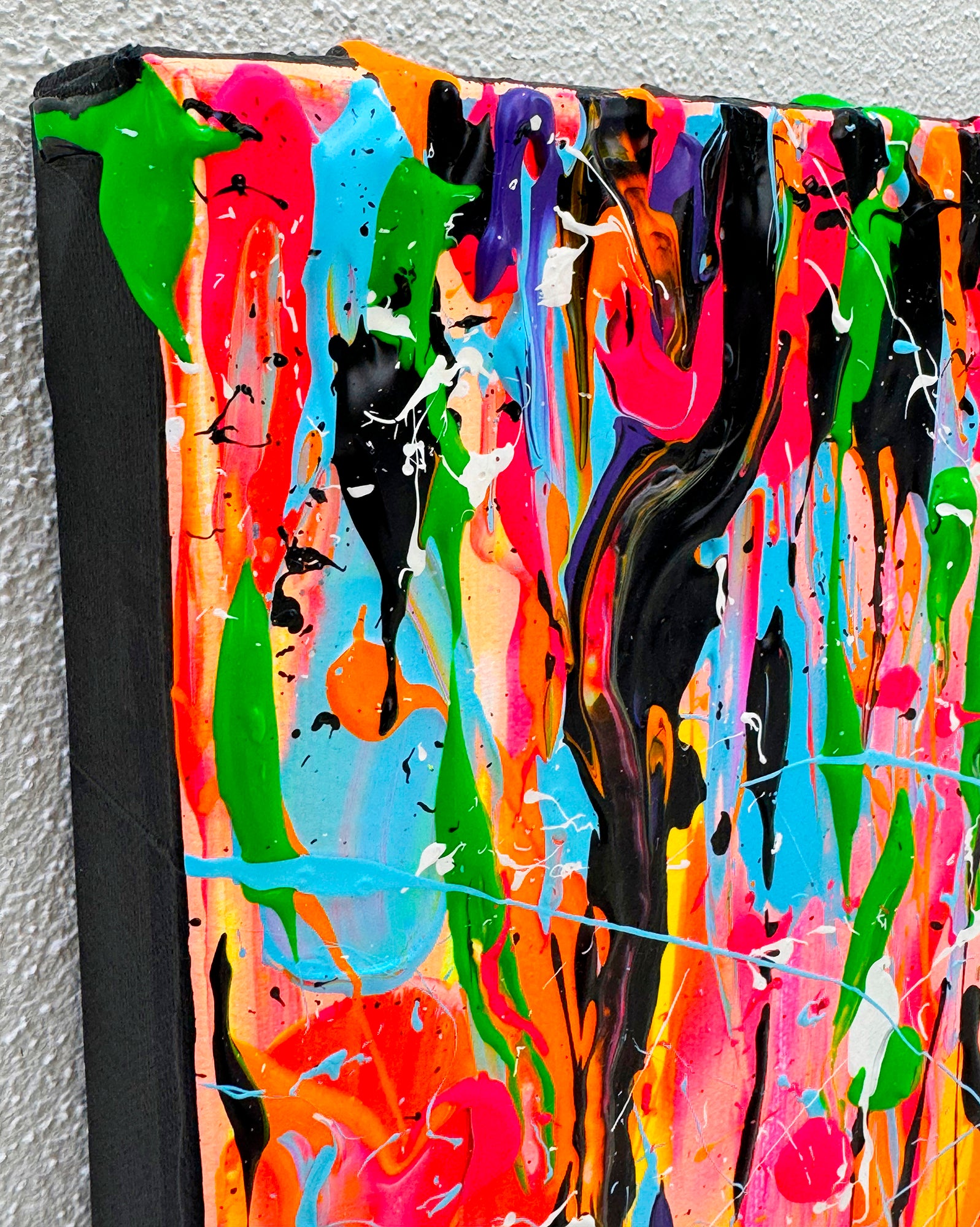 'DRIPS II" original Abstract Expressionism Painting by Bridget Bradley. Bright Colours and Texture That Allures. Looking for Modern Art That Sings, Learn More