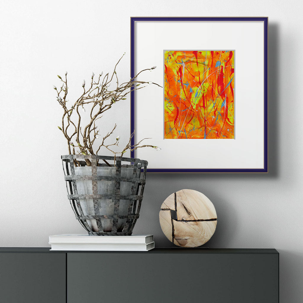 FIRE - Abstract 24cm x 19cm Acrylic on Paper Textured Original