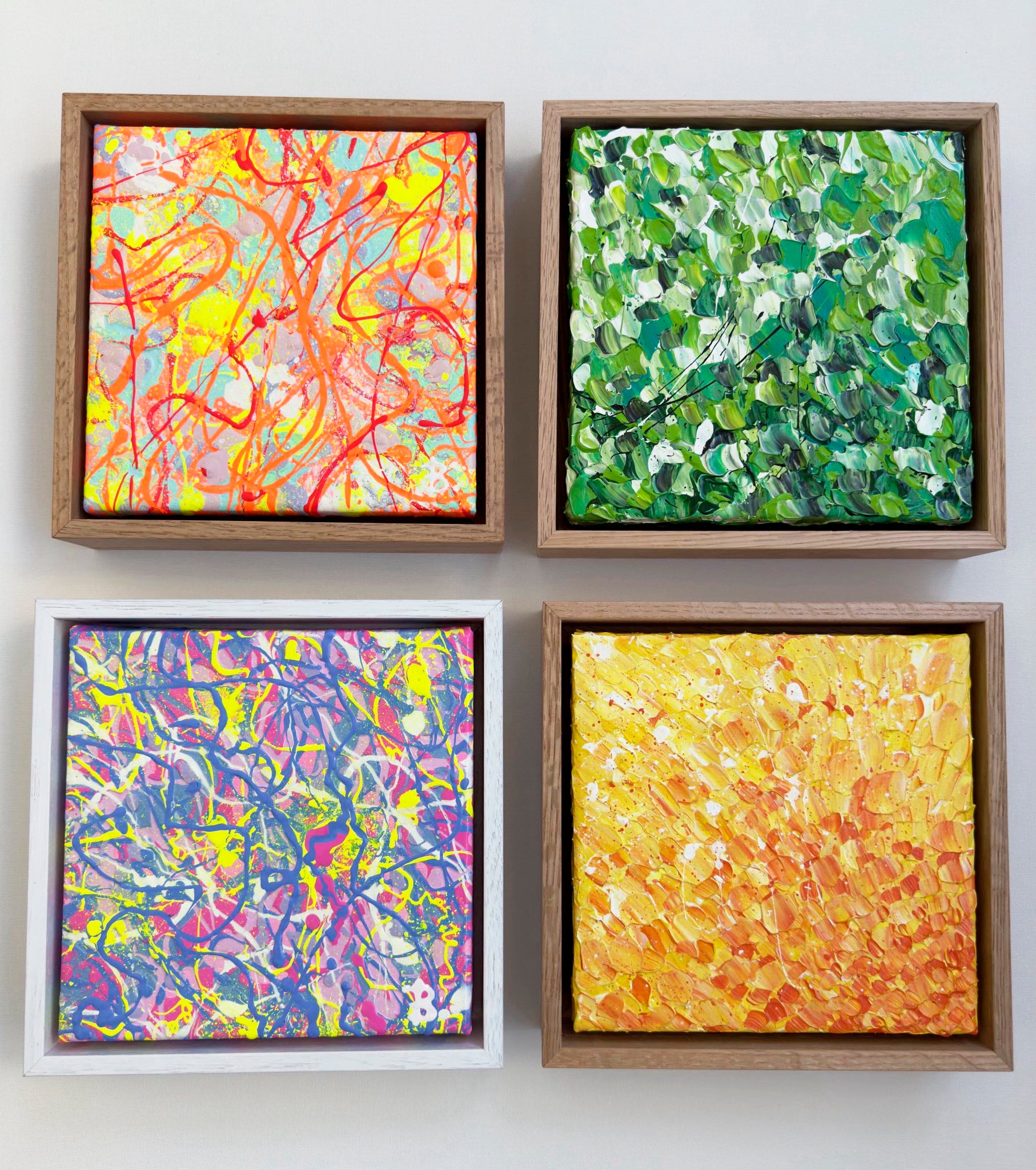 In the Heart of the Sun Abstract Expressionism Painting by Bridget Bradley Bottom Right. Small Art Show Exhibition, Brisbane.