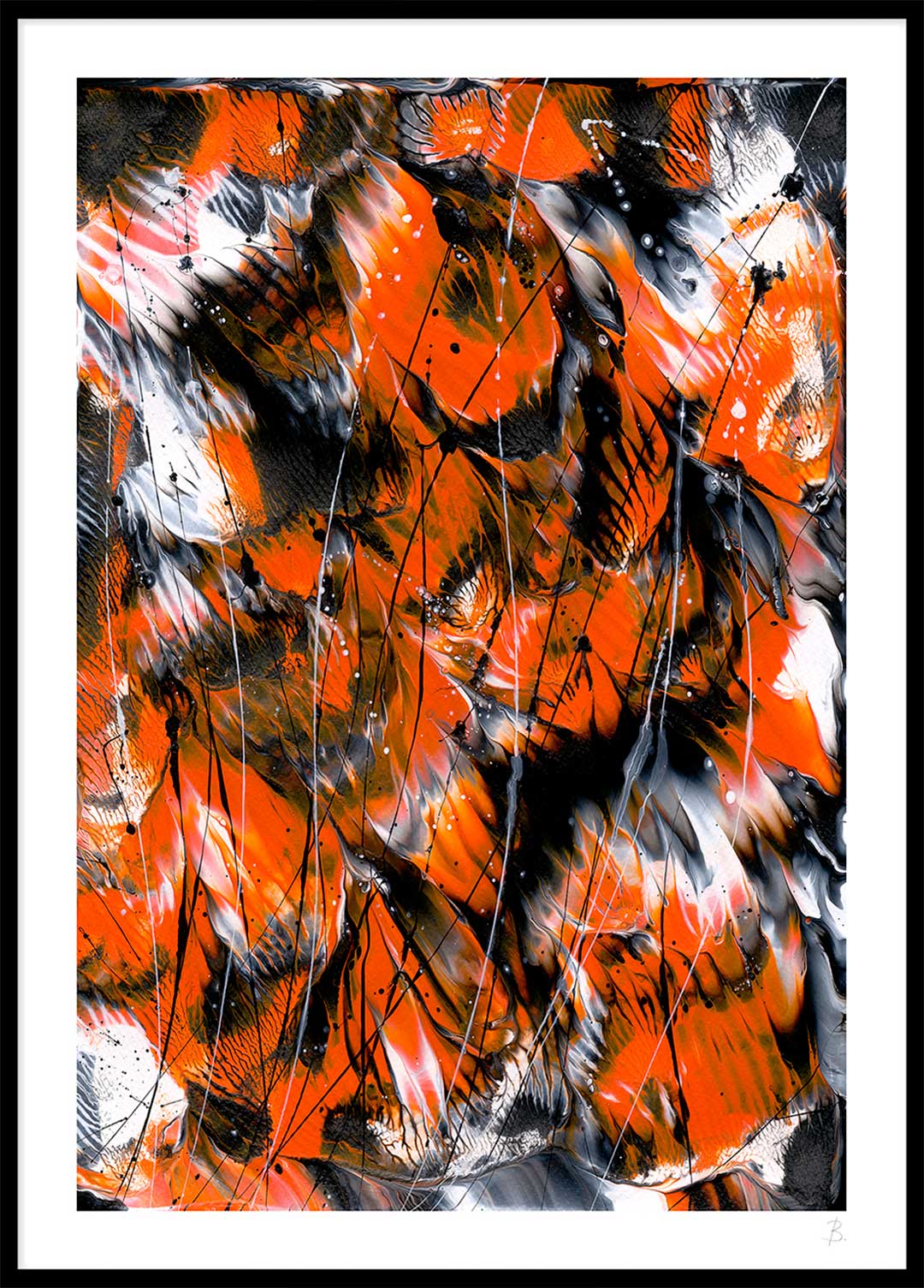 'Monarch 2' Fine Art Print on Paper, seen in Black Frame. After original abstract painting from the Butterfly Series by Bridget Bradley, Contemporary Abstract Artist, Australia