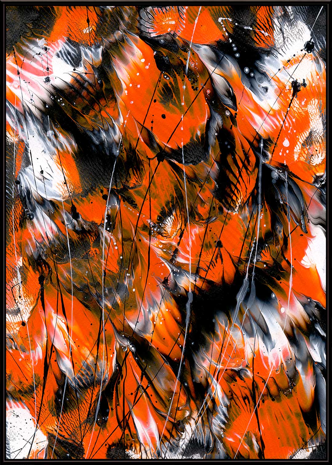 'Monarch 2' Fine Art Print on Canvas seen in Black Timber Float frame. After an original painting from the Butterfly Series by Bridget Bradley, Contemporary Abstract Artist, Australia