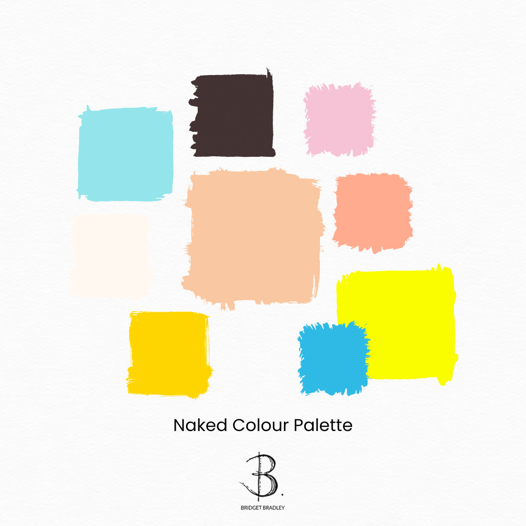 'Naked' original abstract expressionism textured painting by Bridget Bradley, artist's main colour palette. Colours are a digital representation only and original painting is more vibrant.