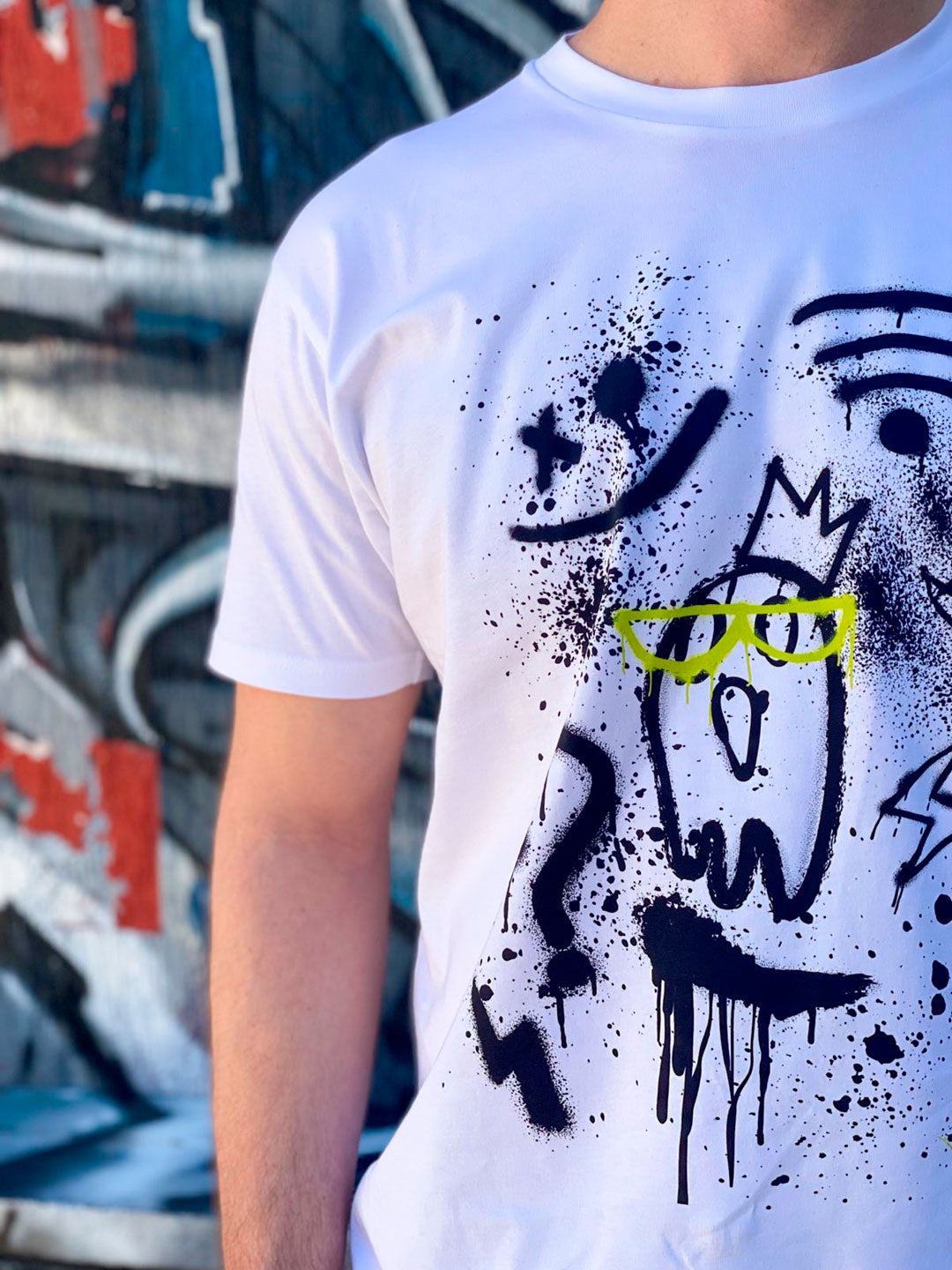 'Off Grid' Mens or Unisex T-Shirt Front. print Design by Bridget Bradley for her B. Contemporary Streetwear collection