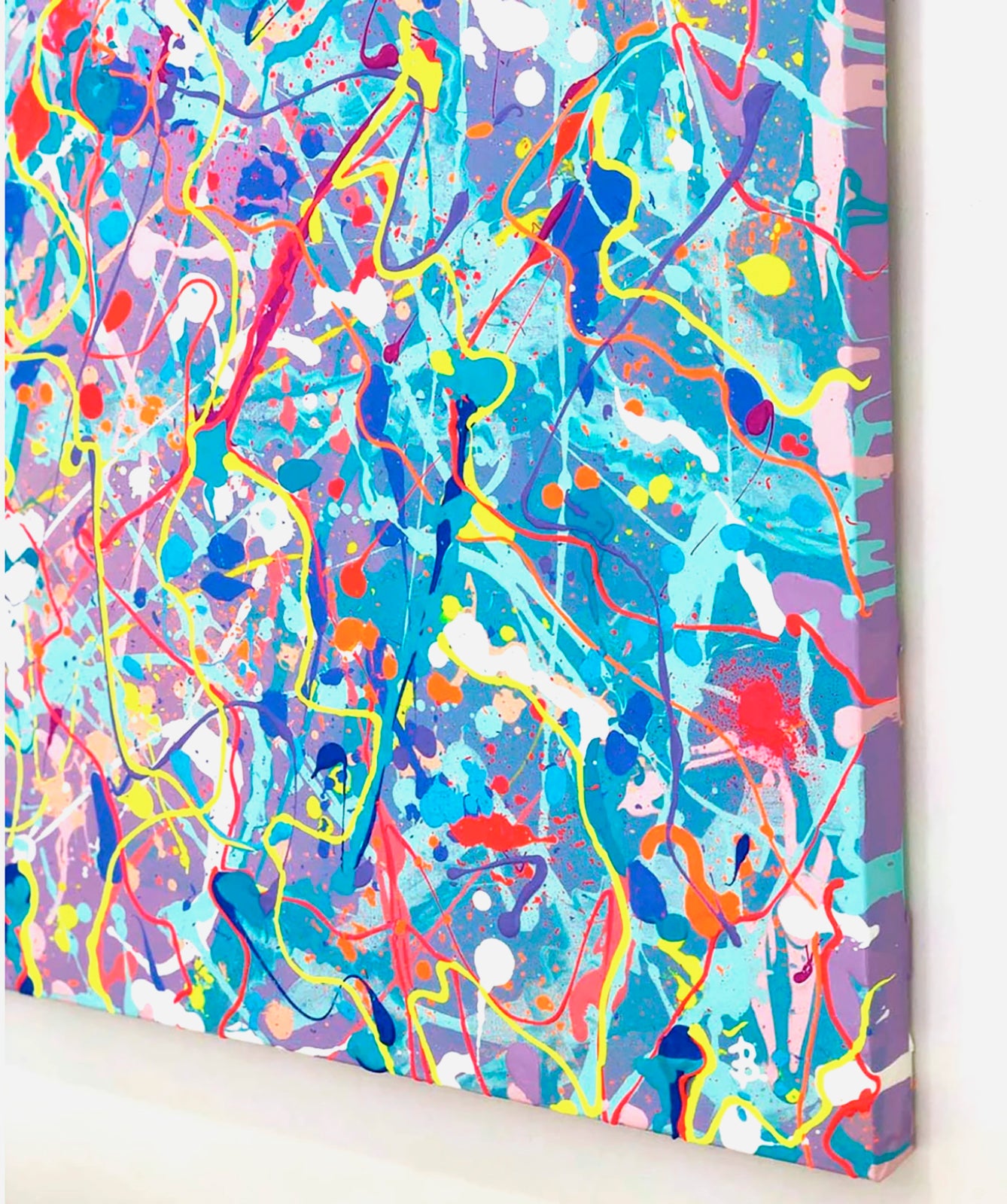 'Seeking' Large Original Textured Abstract Painting by Bridget Bradley Showing Right Lower Edge with Textures up Close