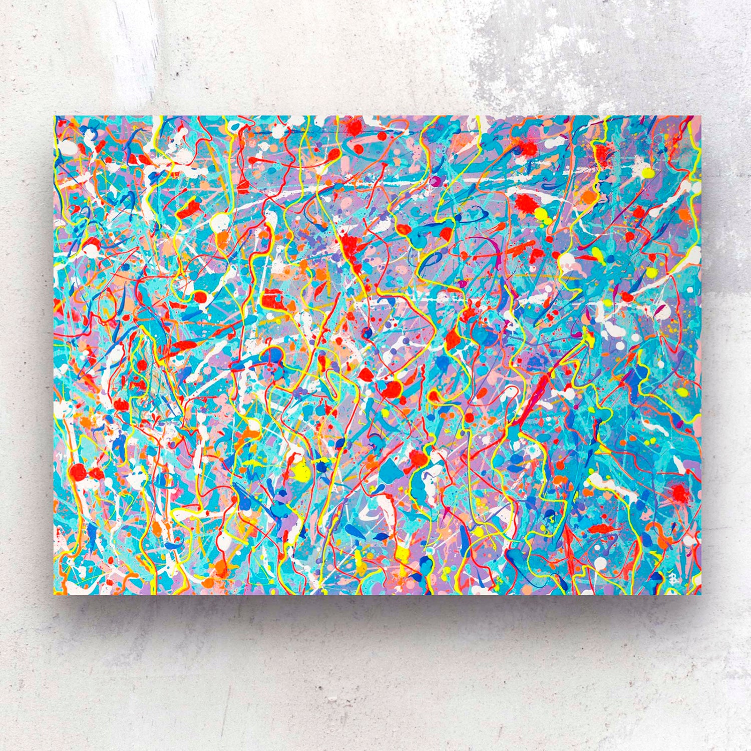 'Seeking' Large, Original Textured Abstract Painting on Canvas.. Heavy Texture Abstract, Bright Pastels and Neons. Painted by Bridget Bradley