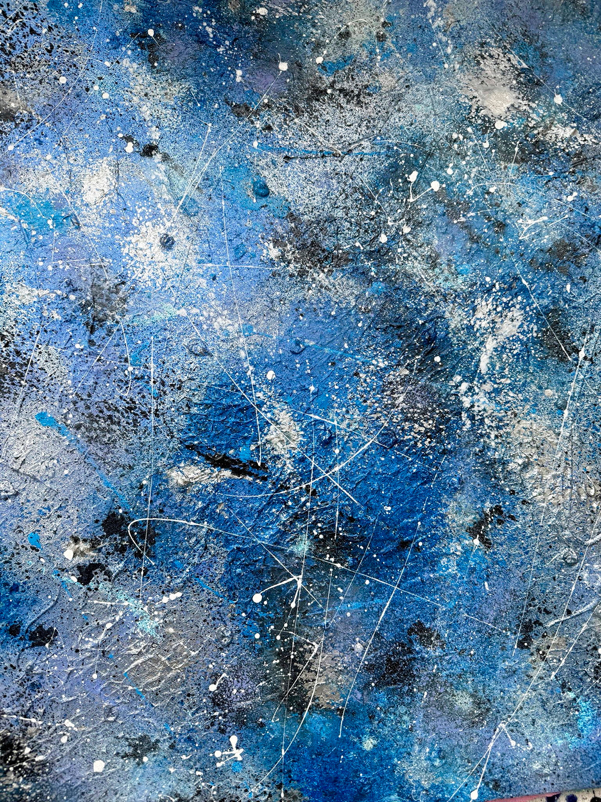 'Silver Rain II' Closeup textures and Marks. Original Abstract Expressionism Painting by Bridget Bradley.