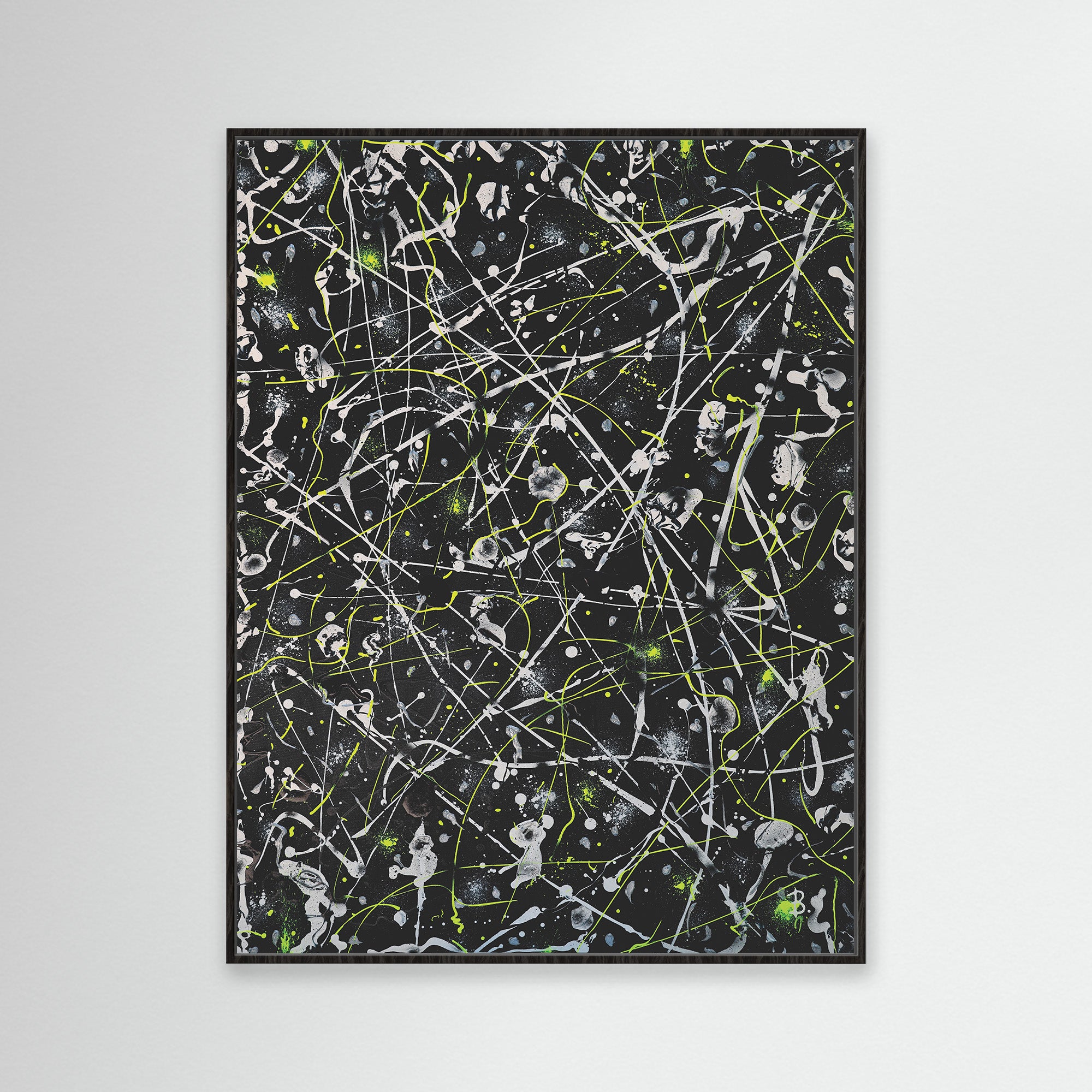 'Space Rock Canvas Print' seen framed in black frame giving it a chic and contemporary style. Canvas prints that add an edge to your home, BRIDGET BRADLEY Art canvas prints.