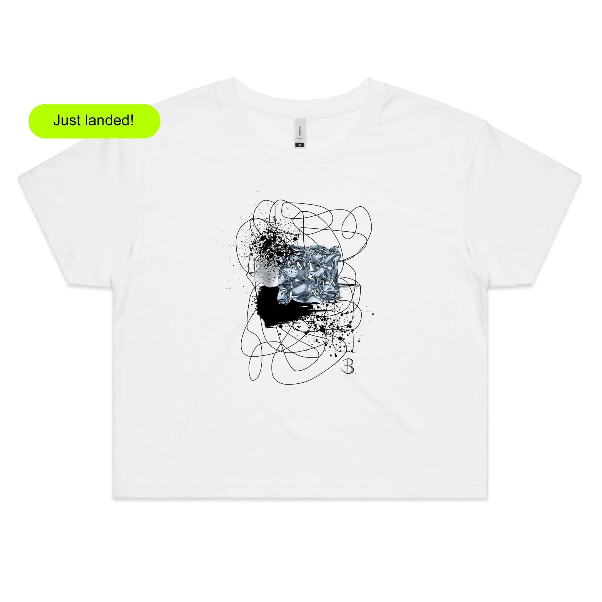 'Swatch Crop Top tee Silve' Front Graphic Print Designed by Bridget Bradley for B. Streetwear. High-quality White 100% Cotton Exclusive Tee produced with love in Australia.