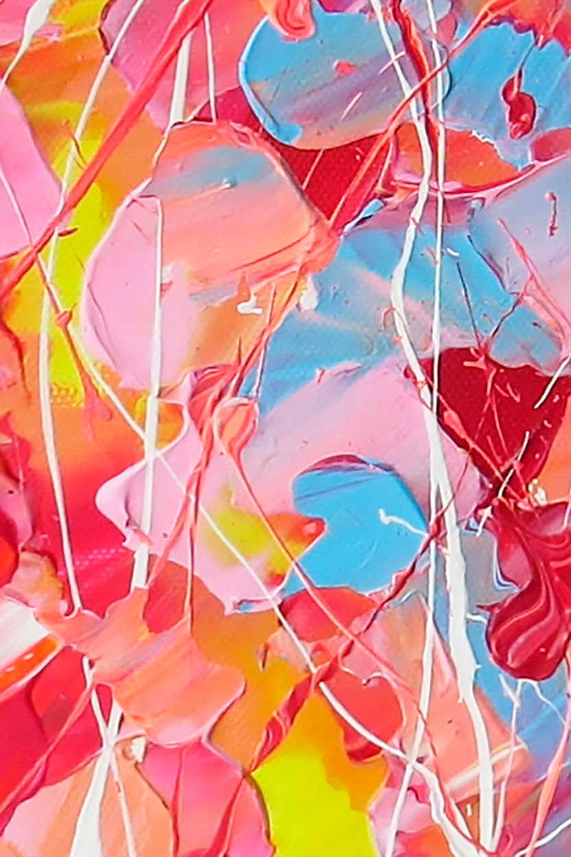 Closeup of 'Pink Lake' Textured Abstract Original Painting by Bridget Bradley