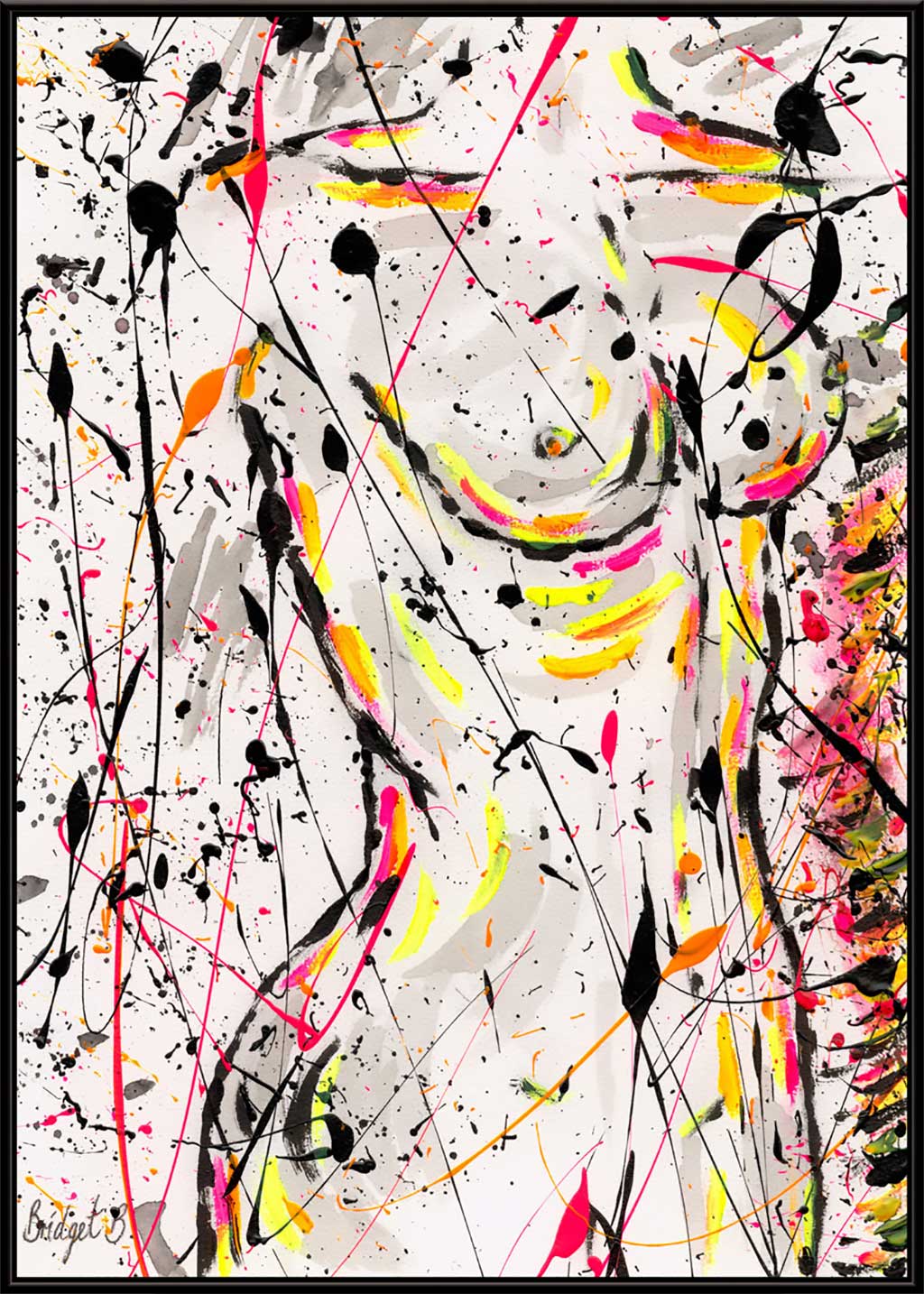 Nude I fine art print seen framed in black