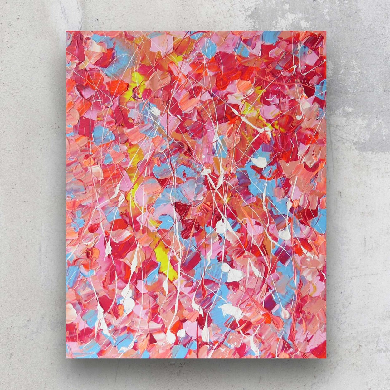 Pink Lake, abstract landscape on canvas. Australia Pink Lake painting on canvas by Bridget Bradley