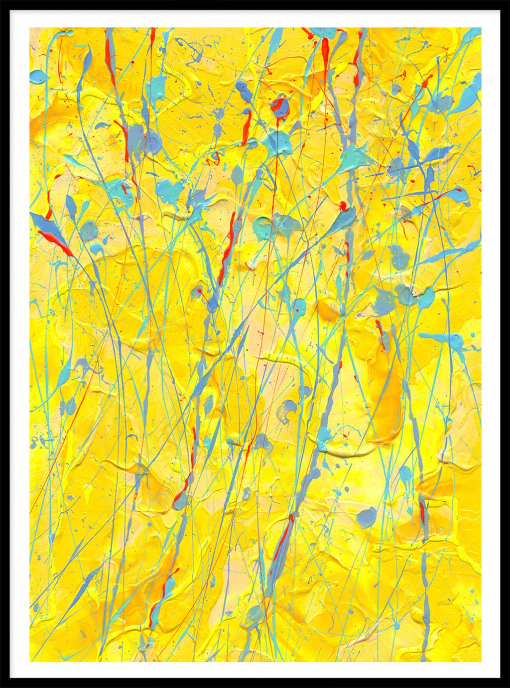 Sunflower paper print framed in black with 2cm border. After original painting by Bridget Bradley