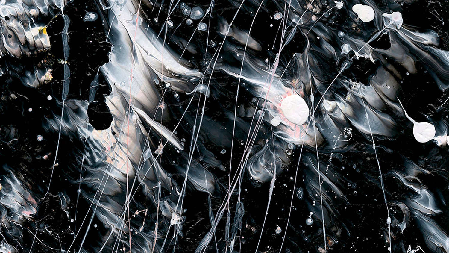 Snapshot of 'Butterfly 10' Original Abstract Painting on Paper by Bridget Bradley, in black, white and blush pinks. Exhibited at the 'Beauty in Abstract' Brouhaha, Art Exhibition