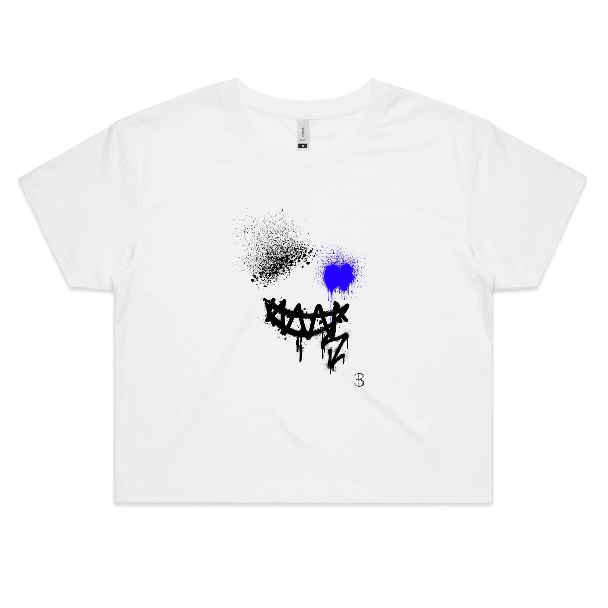 'Smile Crop Top Tee' Front. Exclusive print Design by Bridget Bradley for B. Streetwear