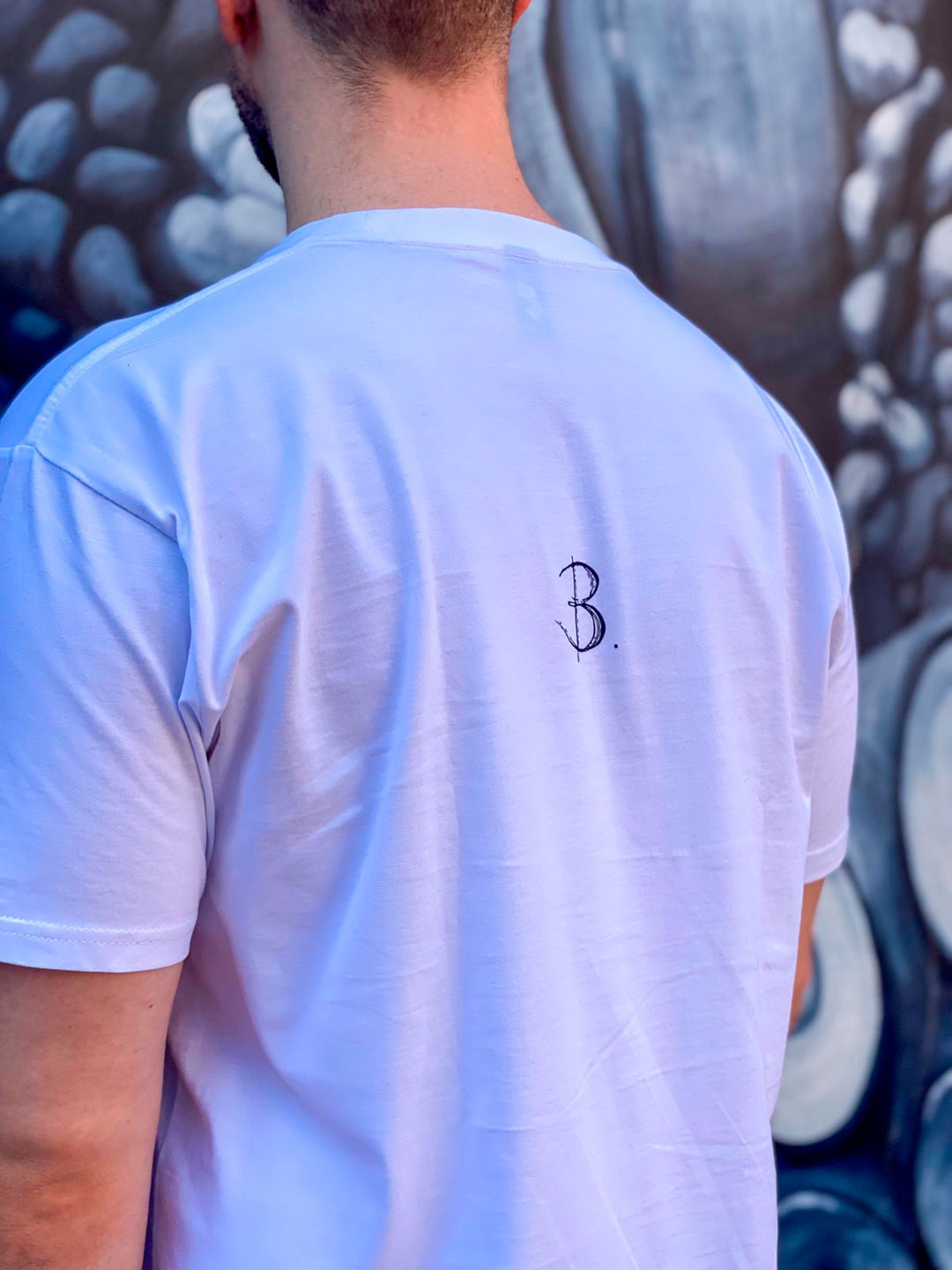 Back 'Off Grid' T-shirt with 'B' Logo B. Contemporary Streetwear, high quality 100% cotton. Print Designs by Bridget Bradley