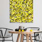 Beehive, large, colourful, original abstract hanging in dining room near table and chairs. Artwork painted by Abstract Artist, Bridget Bradley