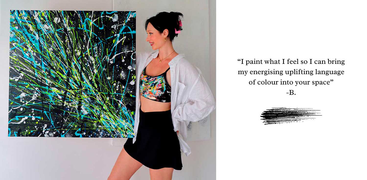 Bridget Bradley Contemporary Abstract Artist Australia Holds 'Comet' Original Painting on Canvas