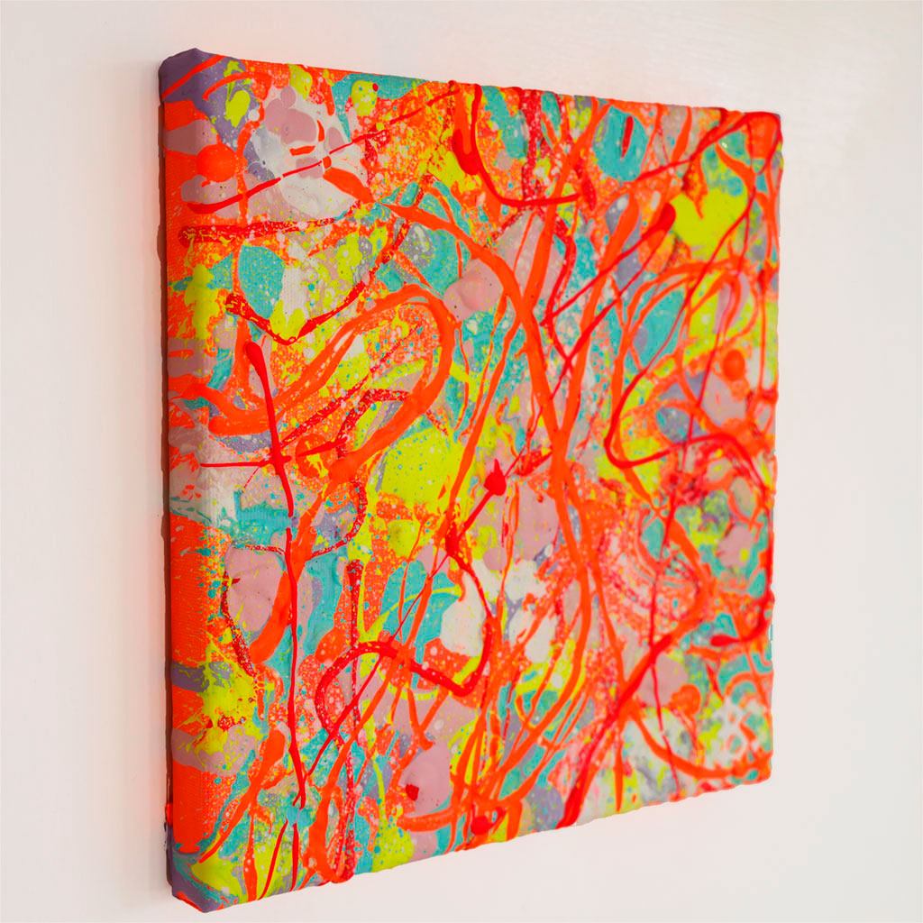 'Bright' Abstract painting from left of canvas. Painted by Bridget Bradley Abstract Artist