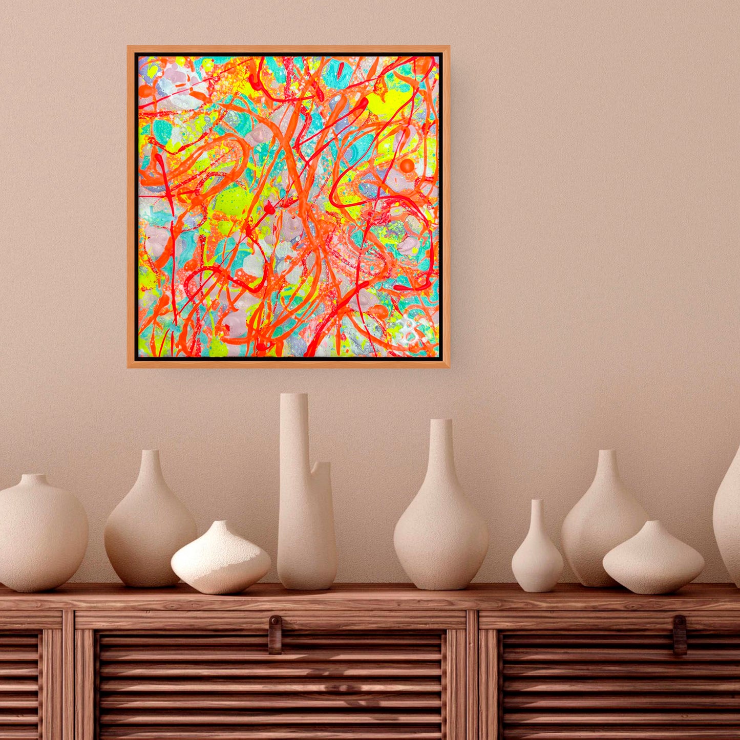 BRIGHT I - Original Abstract Painting 23 cm x 23cm Acrylic on Canvas Textured