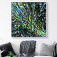 'Comet' Original Abstract Painting on Canvas by Bridget Bradley,seen with White Frame In Situ Above Sofa and Cushions