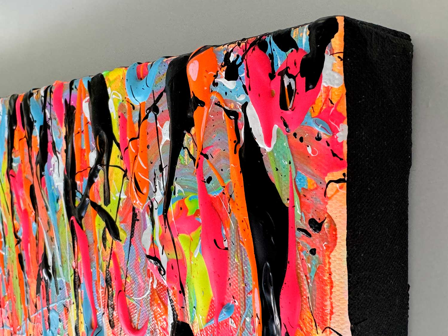 'DRIPS I' Original Abstract On Canvas by Bridget Bradley Top Left Edge. Vibrant and textured. Learn more.