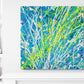 'Luminescence' Original Abstract expressionism Painting on Canvas inspired  by Ocean Life, seen Hanging In Living Room. Hand Painted by Abstract Expressionist Artist, Bridget Bradley