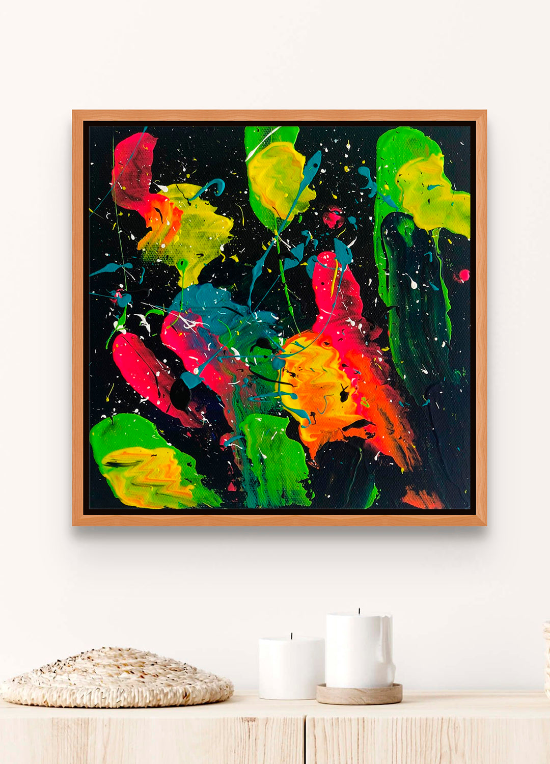 'Medusozoa' Awarded Art, Original Abstract Painting by Bridget Bradley Seen In Oak Frame. Beautiful abstraction of jelly fish, Learn more