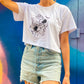 Model Wears The Eva Crop Top Tee Closeup Of Front Design-B-Contemporary Streetwear designed by Bridget-Bradley