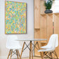 'Naked' Fine Art Canvas Print seen in Solid Oak Float Frame Hanging in Dining Area Above Table and White Chairs. Large Fine Art print after the Original Painting by Bridget Bradley