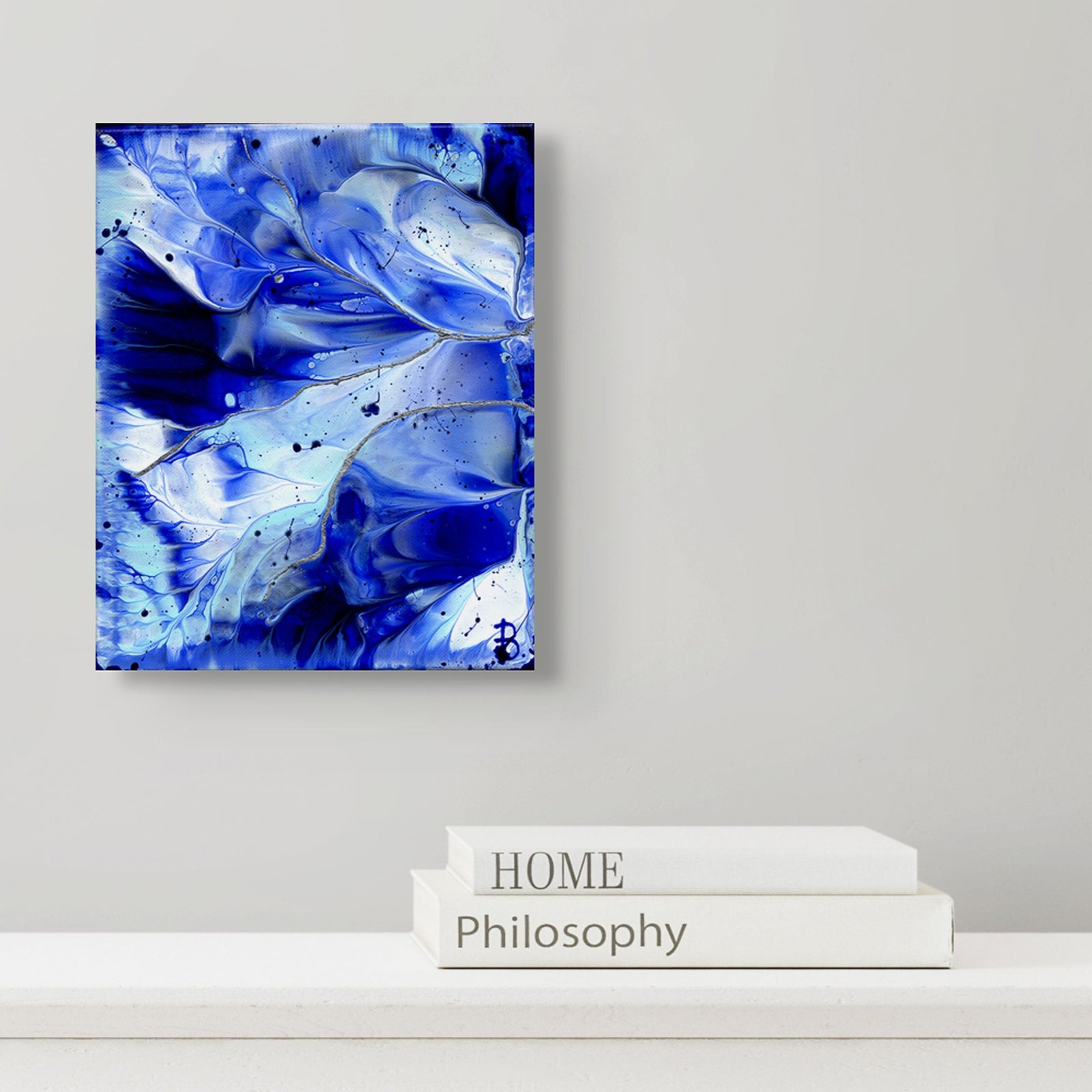 OCEAN WINGS I - Original Abstract Expressionism Painting Acrylic & Silver Leaf