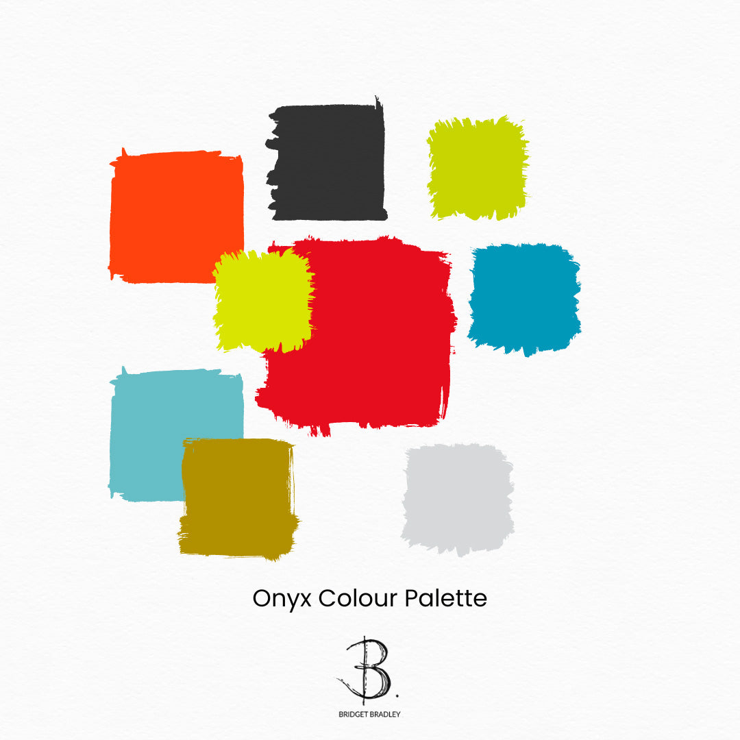 Artit's colour palette for original abstract expressionism painting, 'ONYX'. original painting is very vibrant, this digital palette is representational only