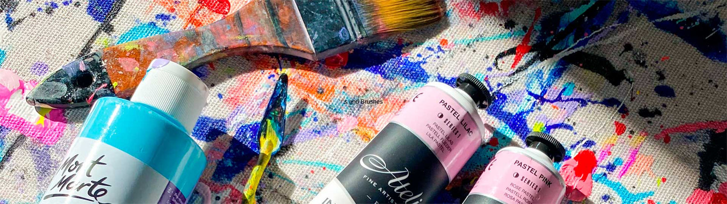 brushes and Paints of bridget Bradley, Abstract Artist Featured by Mont Marte