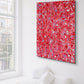 'Passsion' original Abstract painting unframed hanging in a white bedroom. Pianed on canvas by Abstract Expressionist Artist, Bridget Bradley