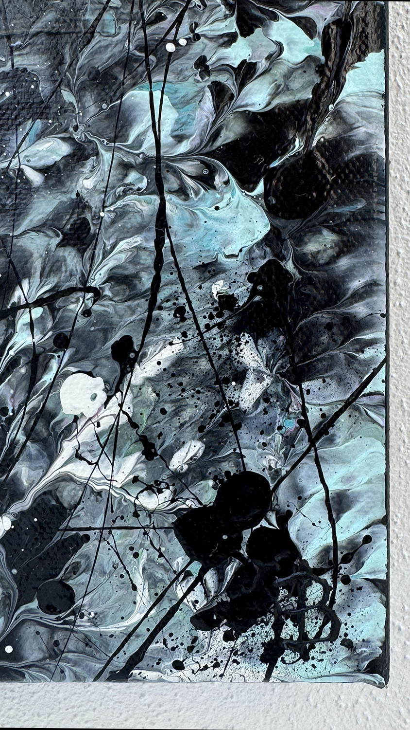 Right Lower corner of original abstract painting gallery wrap, Rockpool I by Bridget Bradley