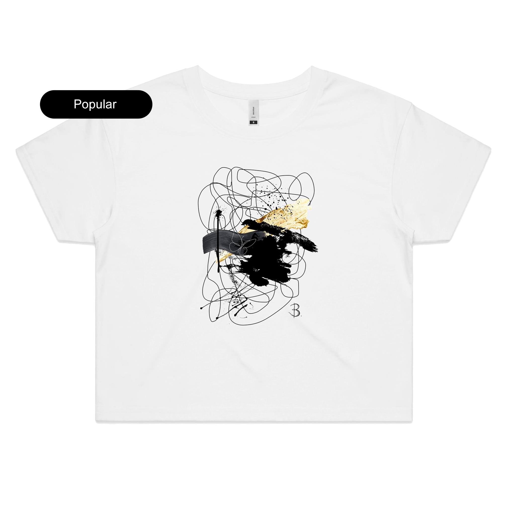 SWATCH CROP TOP TEE BLACK & GOLD Premium Cotton - B. Streetwear