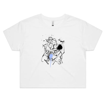 The Eva Crop Top Tee - Blue Design