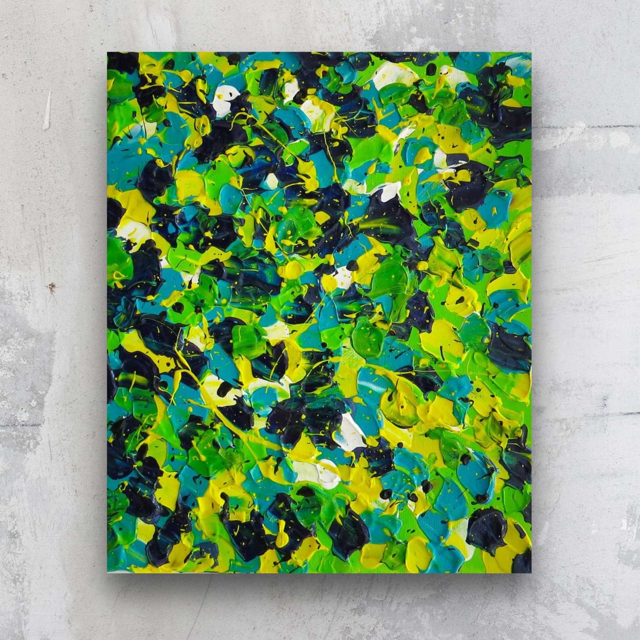 Avocado Smash original heavily textured painting on canvas in vibrant greens. Painted by Bridget Bradley