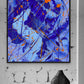 Blue I  Seen in Black Canvas hanging on brick wall. Bridget Bradley abstract wall art prints.